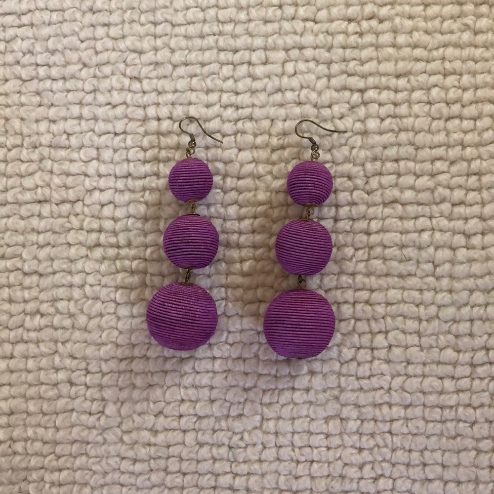 Jewelry: Drop ball tier purple dangle earrings